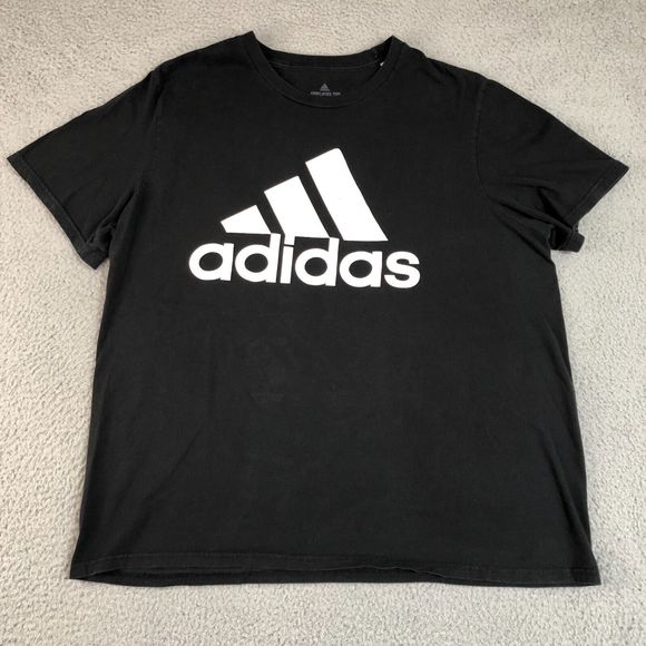 Adidas‎ Shirt Men Extra Large Black Running Graphic Print Logo Crew Neck Tee - Picture 1 of 6